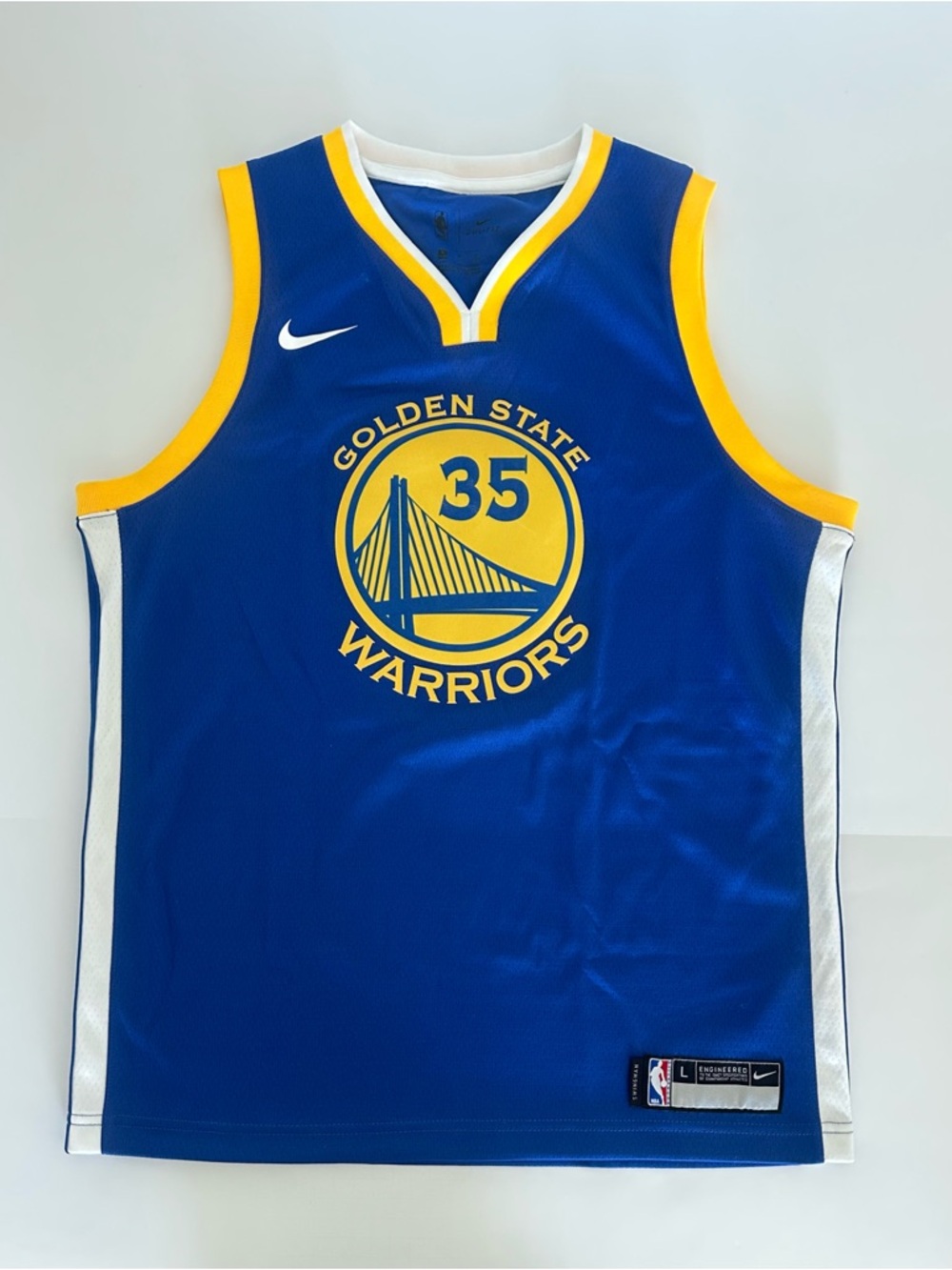 Nike Blue and Yellow Golden State Warriors #35 Jersey Kevin Durant
